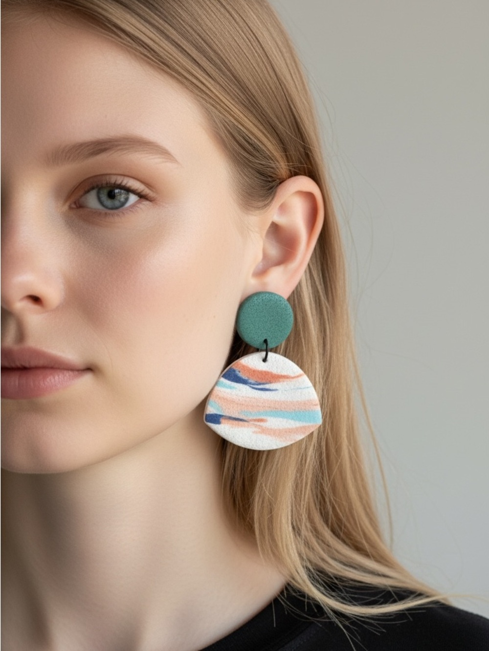 10/10 Handcrafted Teal and Multicolor Drop Earrings